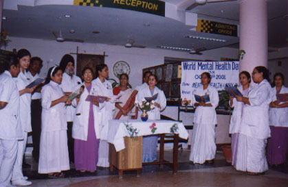 Prayers at the start of the World Mental Health Day program arranged by the College of Nursing at Christian Medical College and Hospital, Ludhiana, India.